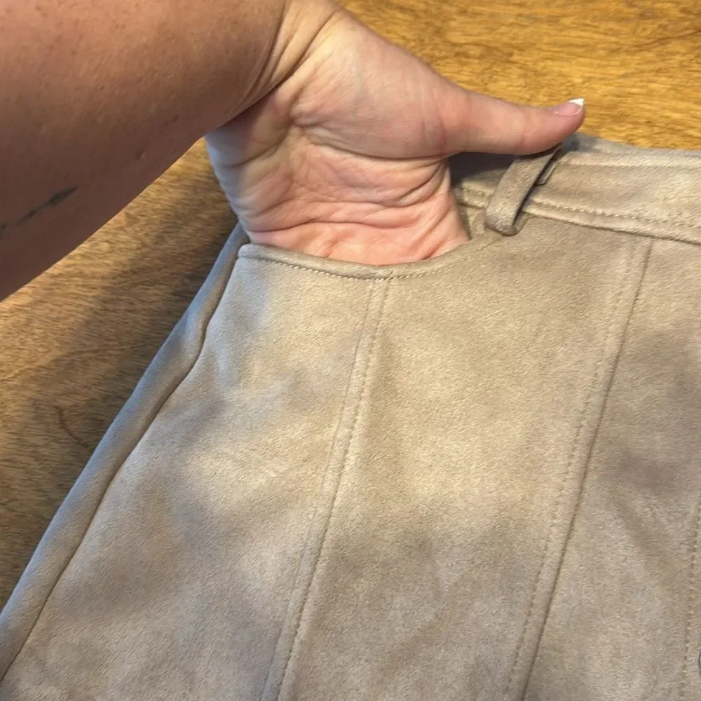 Zara TRF Suede Mini Skirt with Button Detail